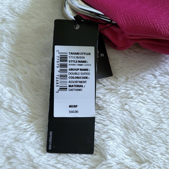 Tahari Hot🔥 Pink💕 Double✌️ Frame Clutch - NWT - Picture 14 of 14
